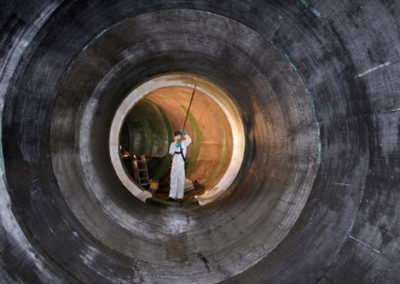 carbon fiber reinforcement being installed in water line